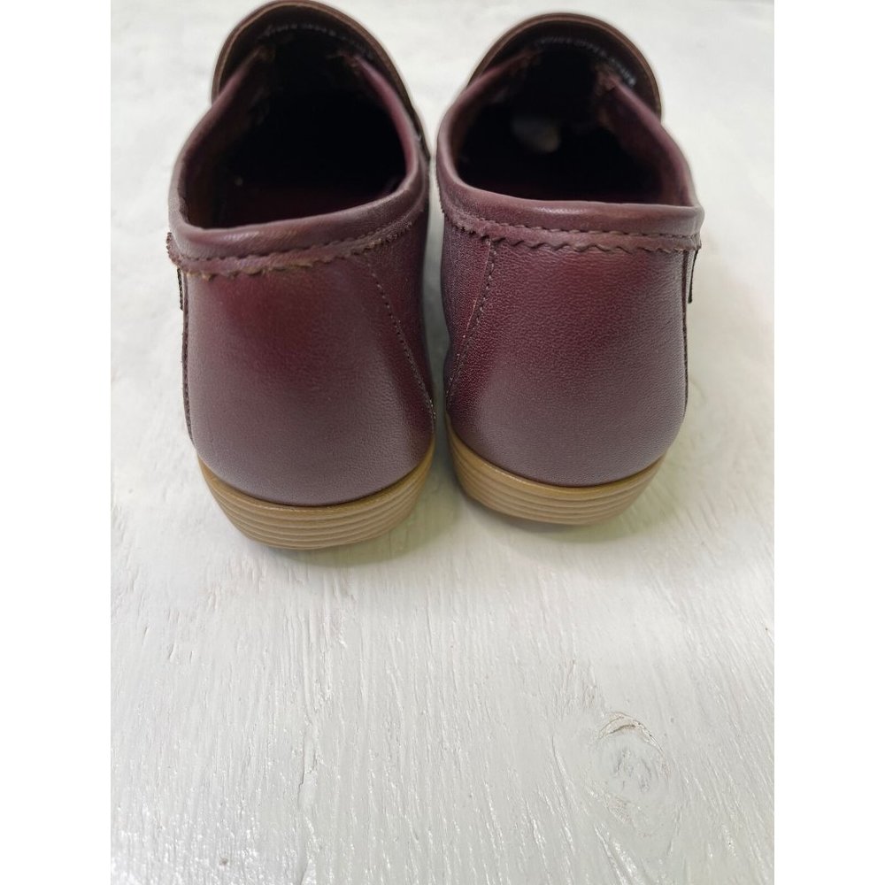 Vintage 70s Brown Cream Puffs Wedge Shoes Size 5 Slip On Oxfords Leather - Picture 9 of 10
